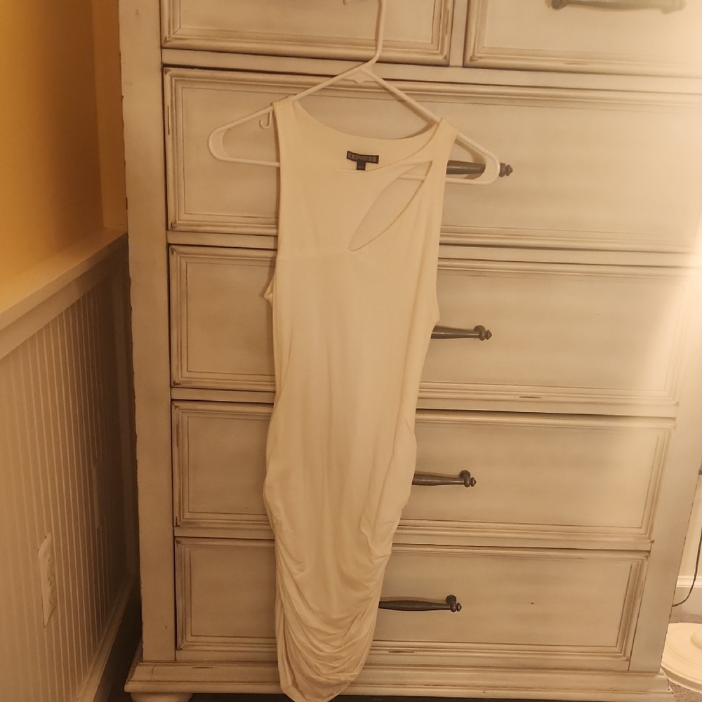 Express White Ruched Dress